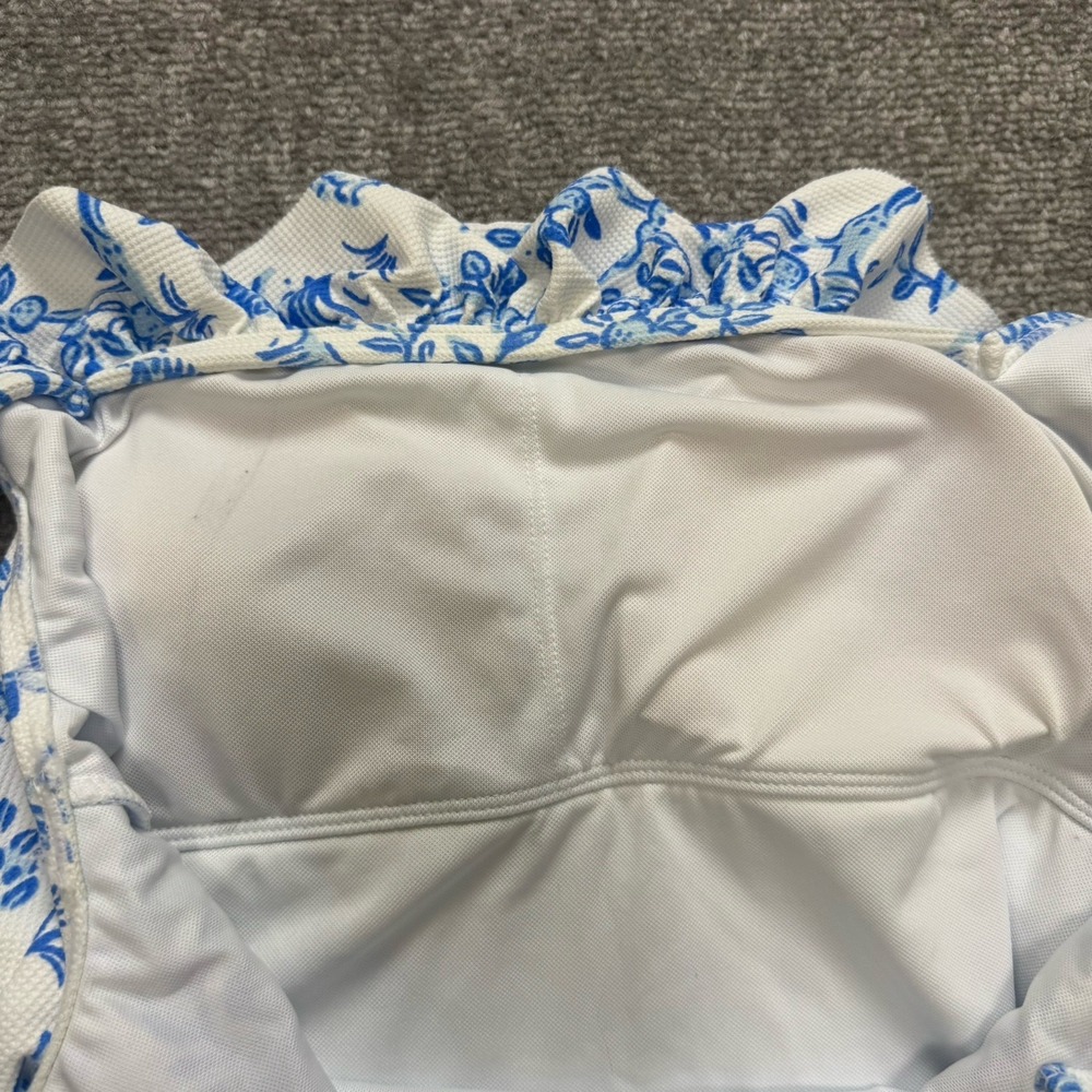 NWT Lilly Pulitzer Size 8 Aemma Ruffle Swim Suit White Blue Tall Tales Giraffe - Picture 9 of 13